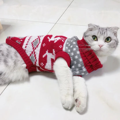 Suéter navideño acogedor con forma de gato