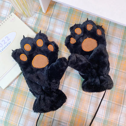 Guantes de peluche con forma de pata de oso: ¡calidez y encanto para tus manos!