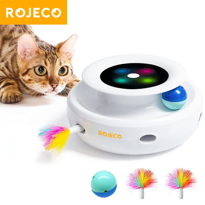 ROJECO 2-in-1 Smart Pet Toy: Double the Fun for Your Feline Friend