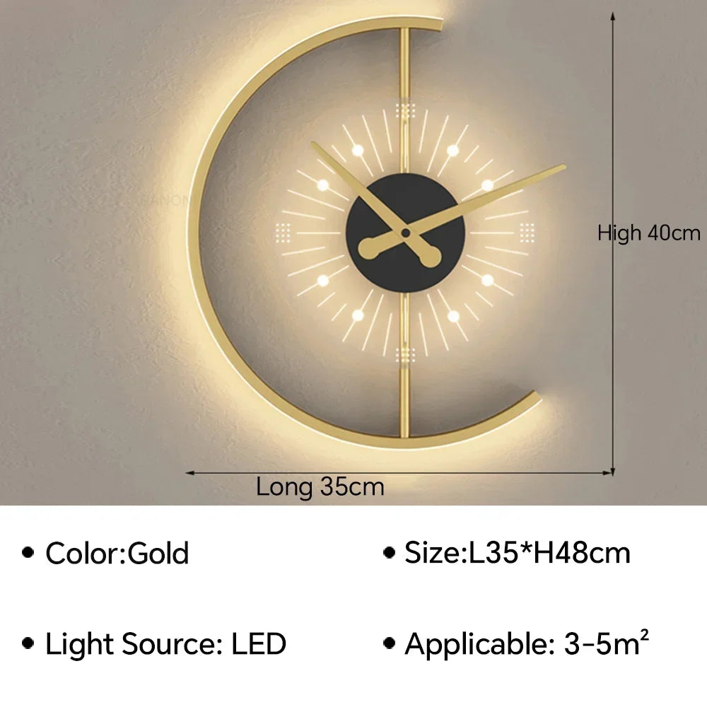 Elegancia moderna: lámpara de pared con reloj LED para cualquier espacio