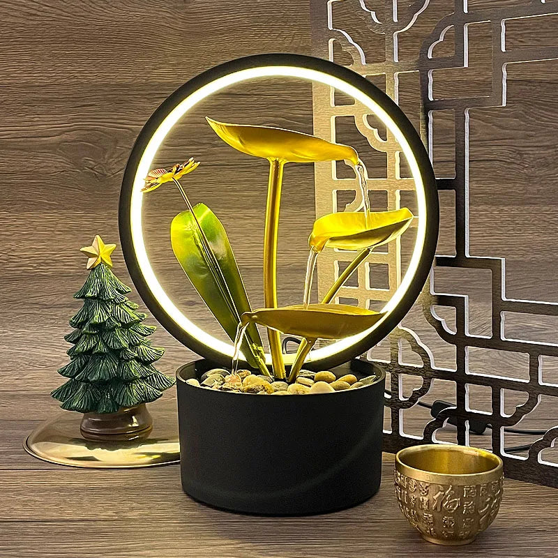 Lotus Cascade: Decorative Indoor Water Fountain for a Serene Atmosphere