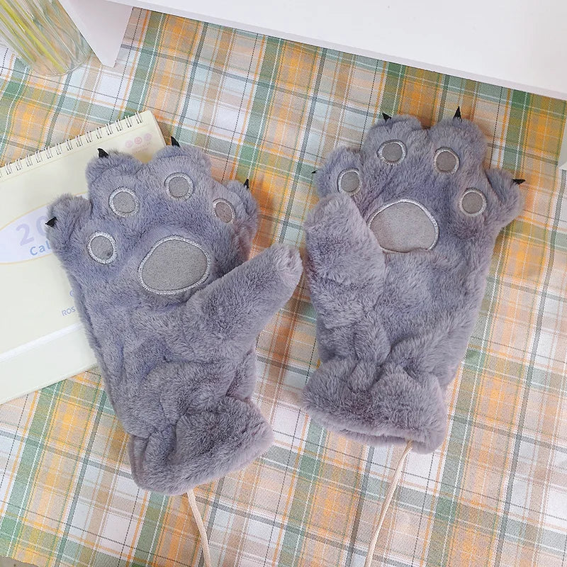 Guantes de peluche con forma de pata de oso: ¡calidez y encanto para tus manos!