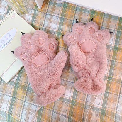 Guantes de peluche con forma de pata de oso: ¡calidez y encanto para tus manos!