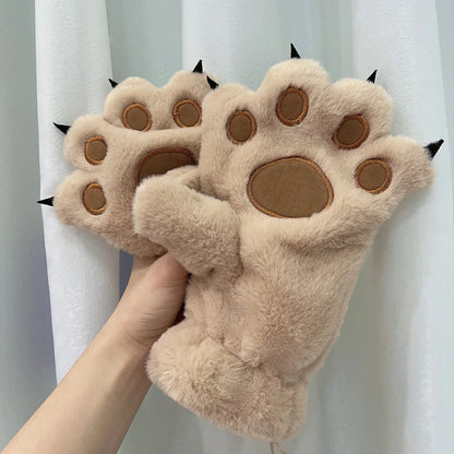 Guantes de peluche con forma de pata de oso: ¡calidez y encanto para tus manos!