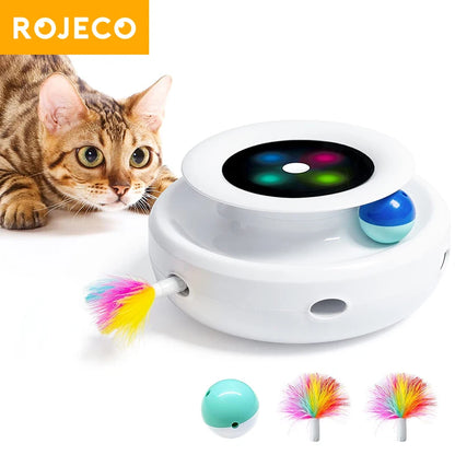 ROJECO 2-in-1 Smart Pet Toy: Double the Fun for Your Feline Friend