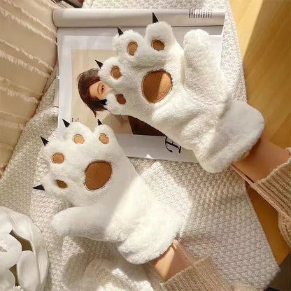 Guantes de peluche con forma de pata de oso: ¡calidez y encanto para tus manos!