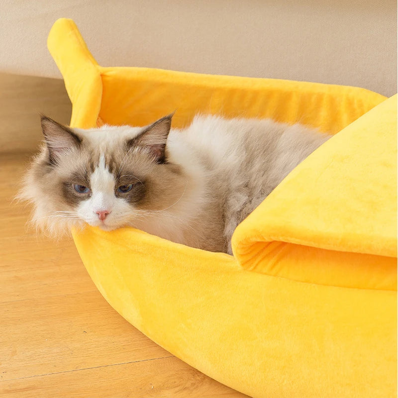 Cómoda cama para gatos en forma de plátano: un lugar ideal para tu amigo felino