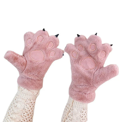 Guantes de peluche con forma de pata de oso: ¡calidez y encanto para tus manos!